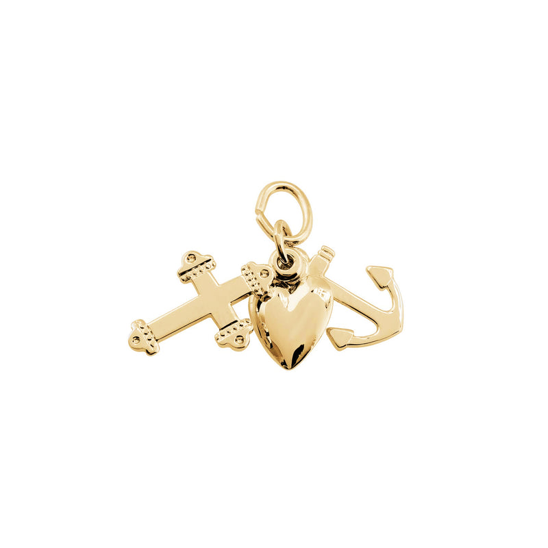 Faith, Hope and Charity Charms, 14K Yellow Gold