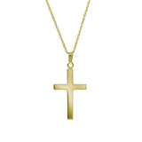 Large Plain Cross Pendant, 14K Yellow Gold