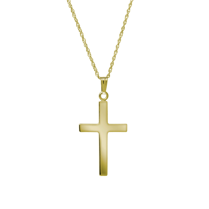 Large Plain Cross Pendant, 14K Yellow Gold