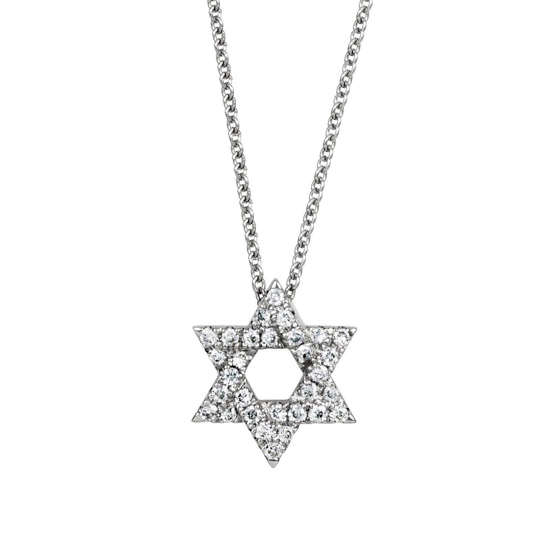 Diamond Star of David Pendant, .15 Carat, 14K White Gold