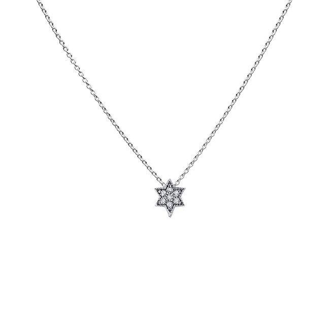 Teeny Diamond Star of David Pendant, 14K White Gold