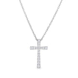 Slightly Tapered Diamond Cross Pendant, 14K White Gold