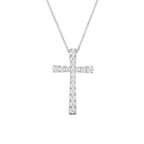 Slightly Tapered Diamond Cross Pendant, 1.50 Ct, 14K White Gold