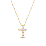 Classic Diamond Cross Pendant, .09 Carat, 14K Yellow Gold