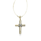 High Polish Two Tone Cross Pendant, 14 Karat Gold