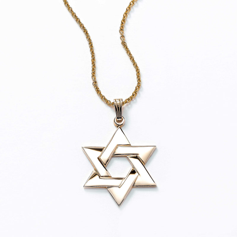 Star of David Pendant, Solid 14K Yellow Gold