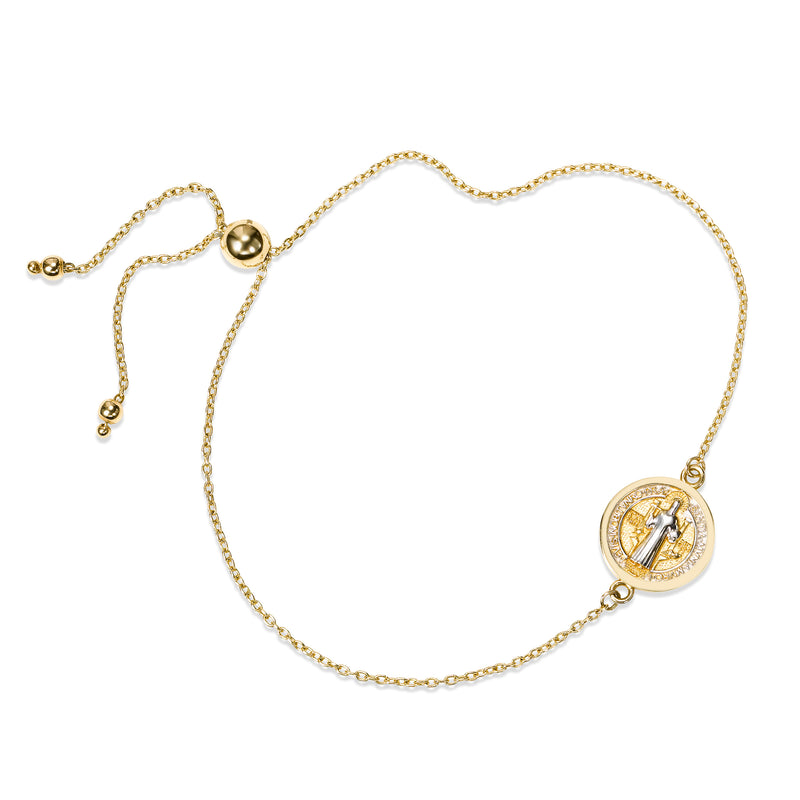 St. Benedict Medal Flexible Bracelet, 14K Yellow Gold