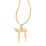 Sculptured Chai Charm Pendant, 14K Yellow Gold