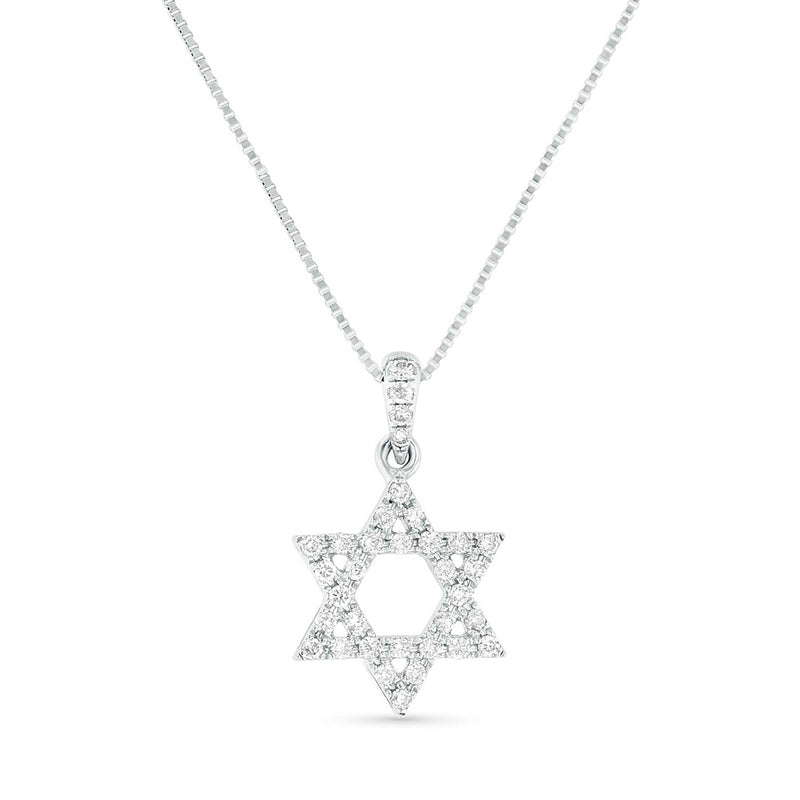 Diamond Star of David Pendant, .16 Carat, 18K White Gold