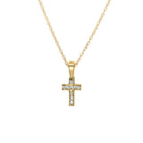 Petite Diamond Cross Pendant, 14K Yellow Gold