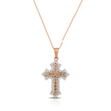 Fancy Brown Diamond Cross Pendant, 14K Rose Gold