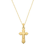 Small Dimensional Cross Pendant, 14K Yellow Gold