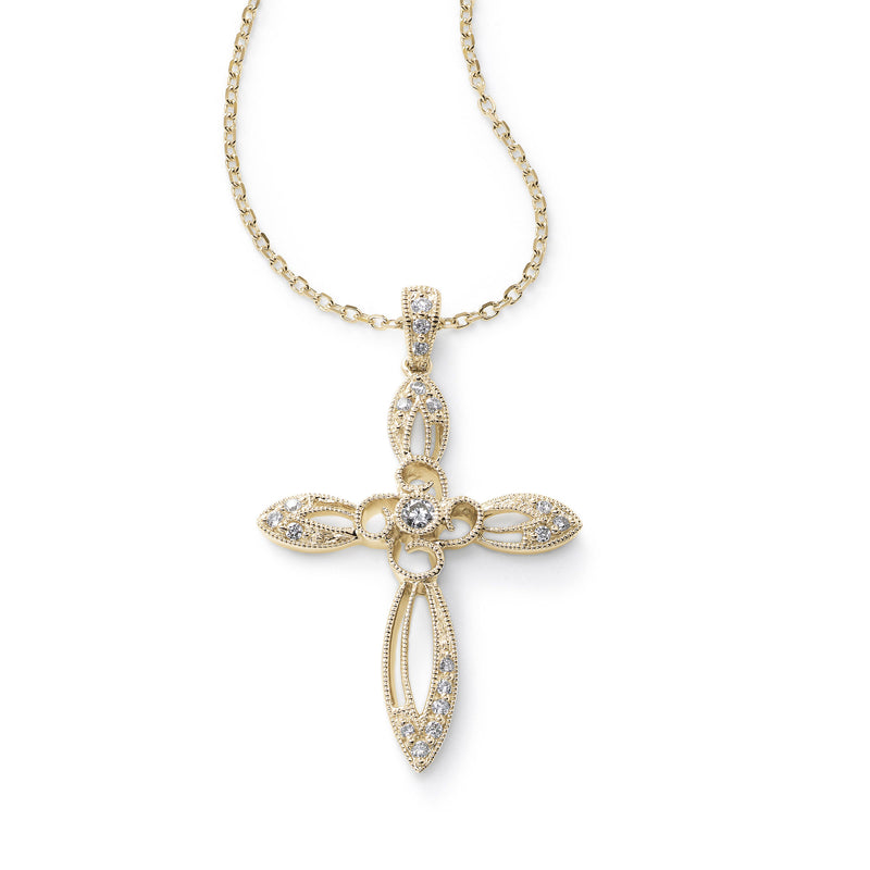 Diamond Openwork Cross, 14K Yellow Gold