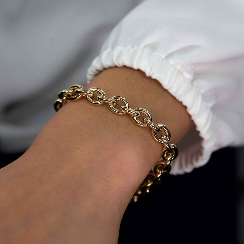 Polished Rolo Link Bracelet, 7.50 Inches, 14K Yellow Gold