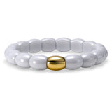 Shiny White Ceramic Bracelet with 18K Yellow Gold Tile
