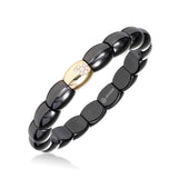 Shiny Black Ceramic Bracelet with 18K Yellow Gold Pavé Tile