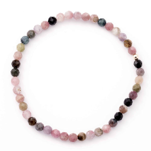 Tourmaline with Gold Filled Bead, 4MM, Stretch Bracelet