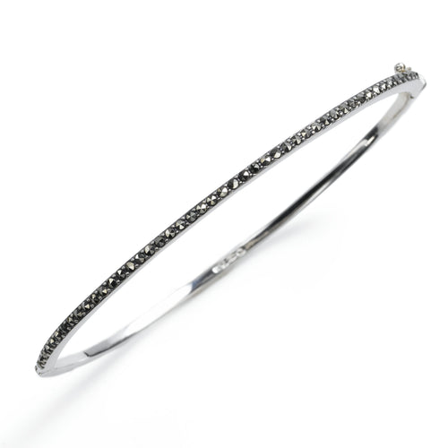 Thin Marcasite Hinged Bangle Bracelet by Judith Jack , Sterling Silver