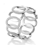 Matte and Shiny Open Link Bangle Bracelet, Sterling Silver