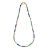 Shades of Blue and Green Gemstone Necklace, 18 Inches, Vermeil