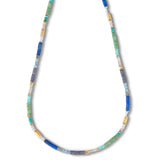 Shades of Blue and Green Gemstone Necklace, 18 Inches, Vermeil