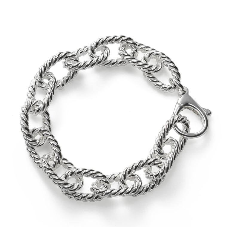 Twist Rope Link Bracelet, 8 Inches, Sterling Silver