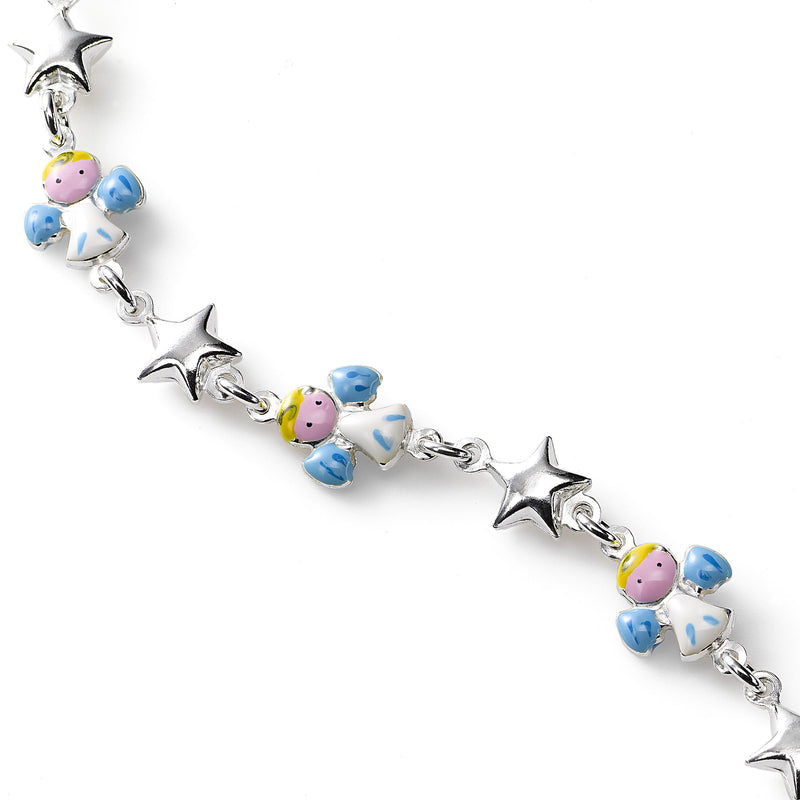 Stars and Enamel Angels Bracelet, Sterling Silver