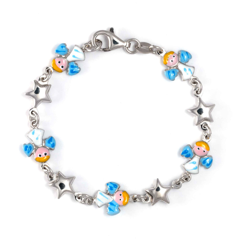 Stars and Enamel Angels Bracelet, Sterling Silver