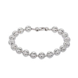 Large Diamond Cut Bead Bracelet, Sterling Silver with Platinum Plating