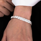 Matte Finish Overlapping Disks Bracelet, Sterling Silver