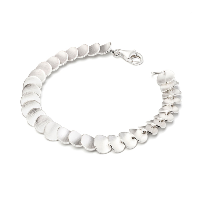Matte Finish Overlapping Disks Bracelet, Sterling Silver