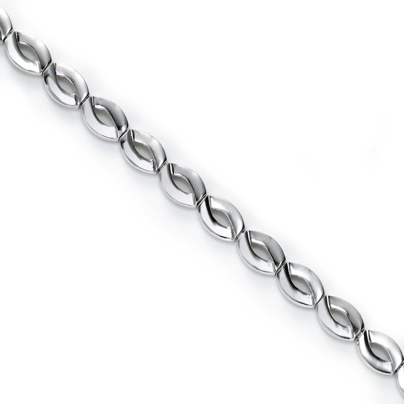 Matte and Shiny Link Bracelet, Sterling Silver