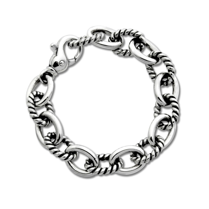 Rope Link Bracelet, 7.5 Inch, Sterling Silver
