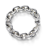 Magnetic Clasp Large Oval Link 8 Inch Bracelet, Sterling Silver