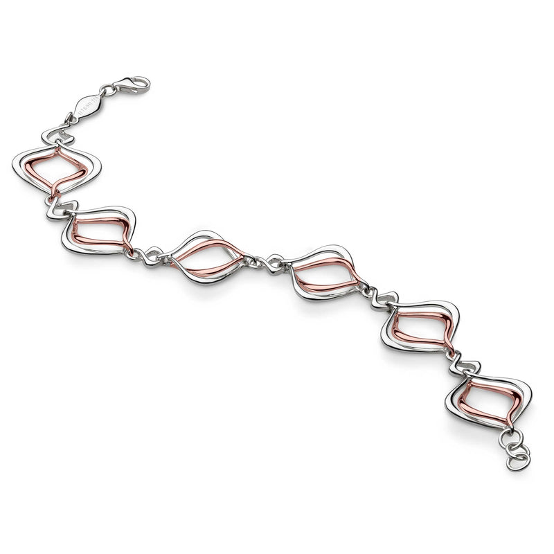 Modern Bracelet, 7.5 Inch, Sterling Silver with 18K Rose Gold Plating