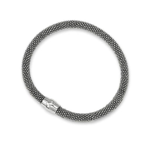 Bangle Bracelet with Magnetic Closure, Blackened Sterling Silver