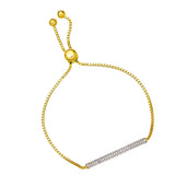 Cubic Zirconia Bar Bracelet, Sterling Silver and Gold Tone