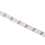Three Strand Bead Bracelet, Sterling with 18K Rose Gold Plating