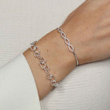 CZ Interlocking Adjustable Bracelet, Sterling Silver