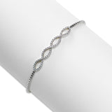 CZ Interlocking Adjustable Bracelet, Sterling Silver