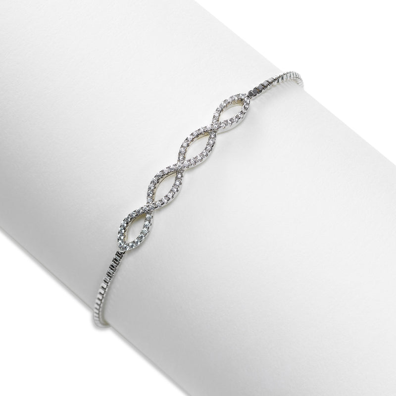 CZ Interlocking Adjustable Bracelet, Sterling Silver