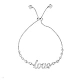 'Love' Flexible Bolo Style Bracelet, Sterling Silver
