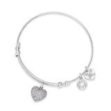Multiple Charm Bangle Bracelet, Silvertone
