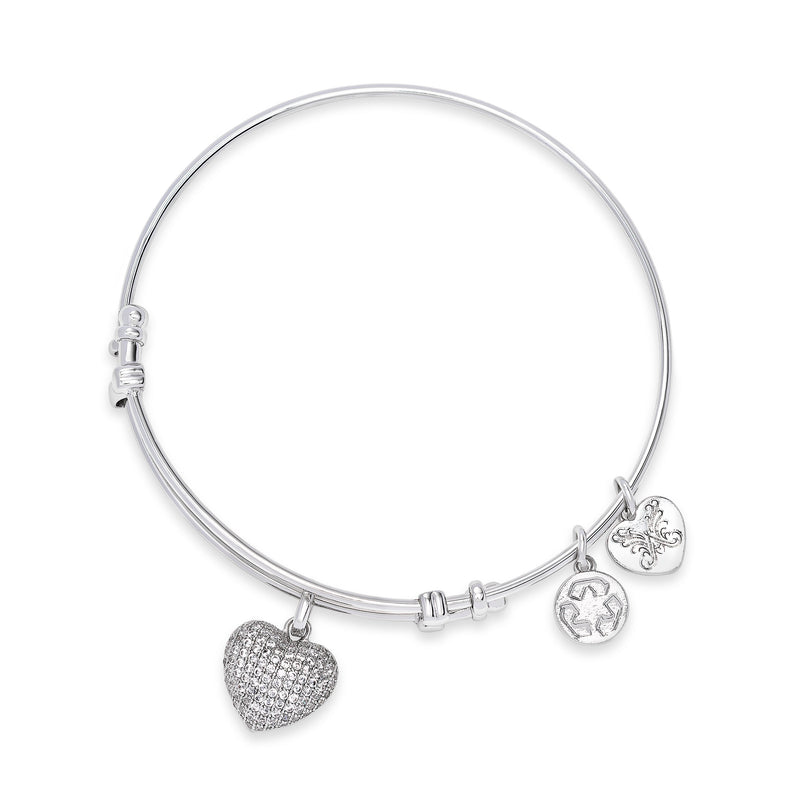 Multiple Charm Bangle Bracelet, Silvertone