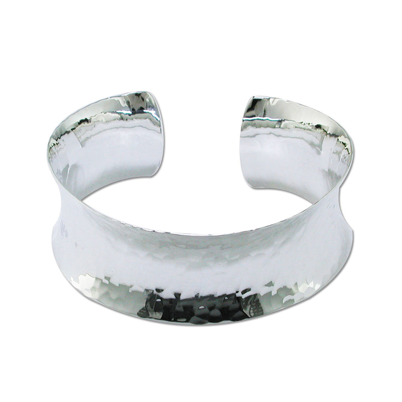 Concave Textured Cuff Bracelet, Sterling Silver