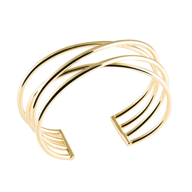 Thin Four Wire Cuff Bracelet, Yellow Vermeil
