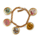 'Heidi' 5 Charm Enamel Flexible Bracelet, Gold Leaf, by Evocateur