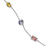 Multi-Color CZ Station Bracelet, Sterling Silver