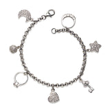 Multiple CZ Charm Bracelet, Sterling Silver