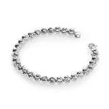 Medium Diamond Cut Bead Bracelet, Sterling Silver with Platinum Plating